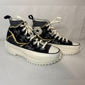 Converse Womens Run Star Hike High Top Women’s 9.5 Black Floral Metallic Shoes